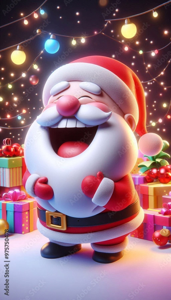 3D lachender Weihnachtsmann mit vielen Weihnachtsgeschenken 3D lachender Weihnachtsmann mit vielen Weihnachtsgeschenken