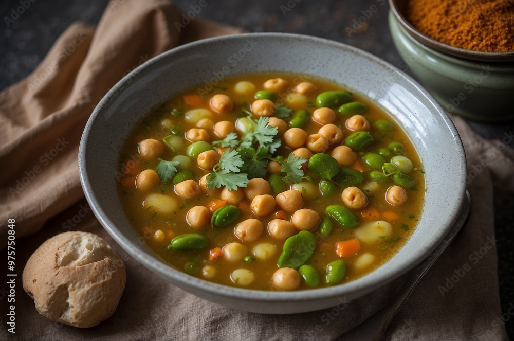 chickpea soup on the table chickpea soup on the table