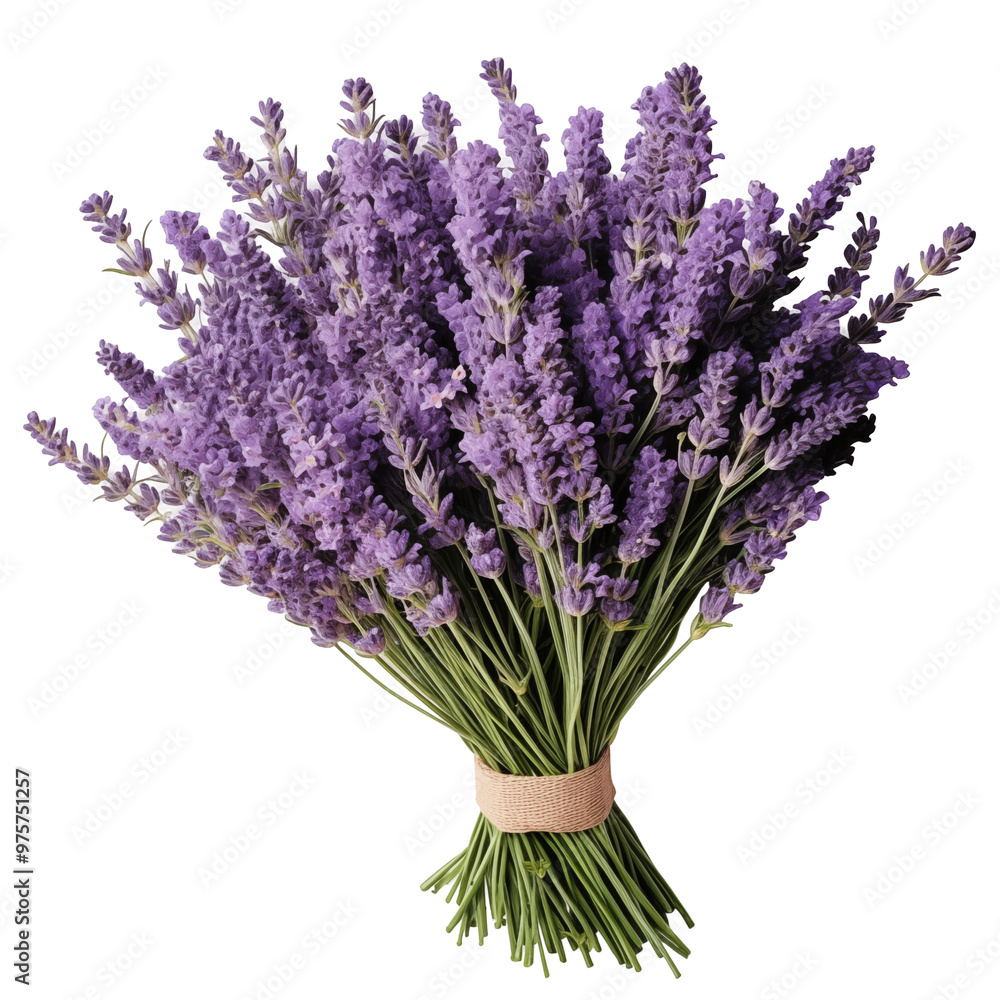 Fresh Lavender Bouquet With Purple Blossoms Tied Together Isolated On Transparent Background