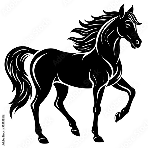 horse silhouette isolated on white