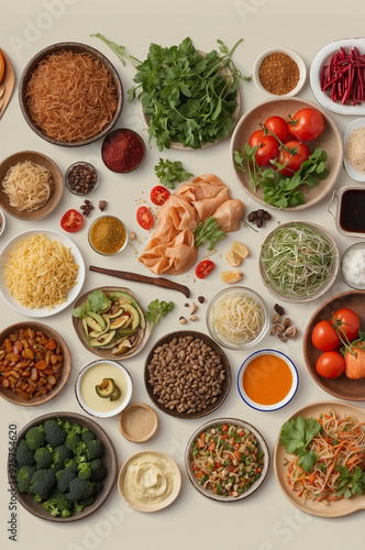 Wallpaper Mural Selection of healthy food on the table, top down view Torontodigital.ca