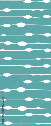 A pattern of alternating shapes in teal and white, creating a rhythmic visual effect.