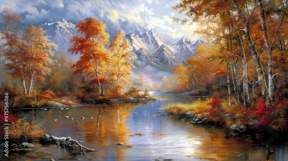Autumn Serenity: Mountain Stream Autumn Serenity: Mountain Stream