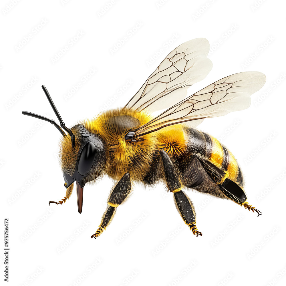 A detailed illustration of a bee isolated white background A detailed illustration of a bee isolated white background