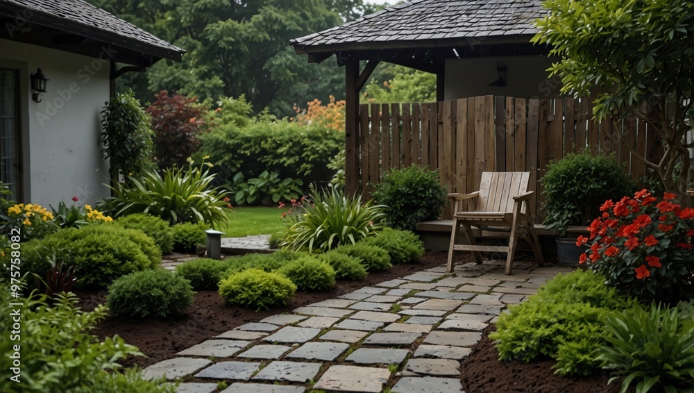 photo focus garden with lots of beautiful green plants made by AI generative photo focus garden with lots of beautiful green plants made by AI generative