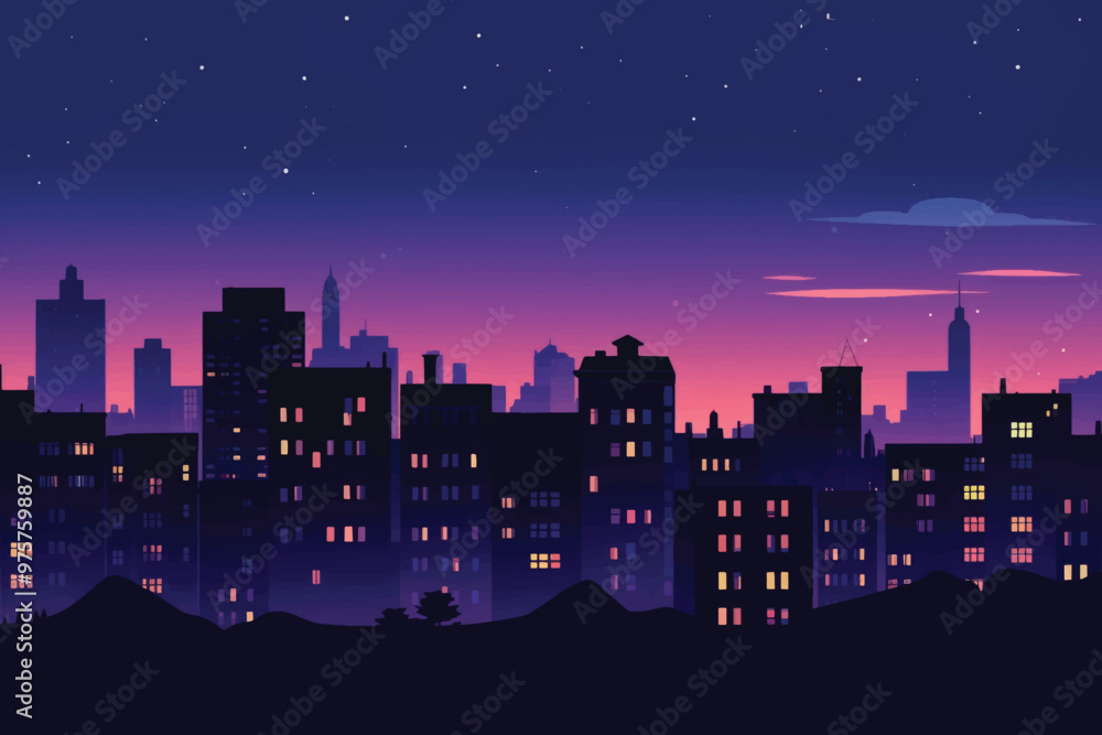 City night architecture silhouette metropolis City night architecture silhouette metropolis