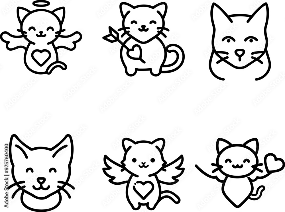 set of cartoon cats set of cartoon cats