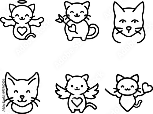 set of cartoon cats