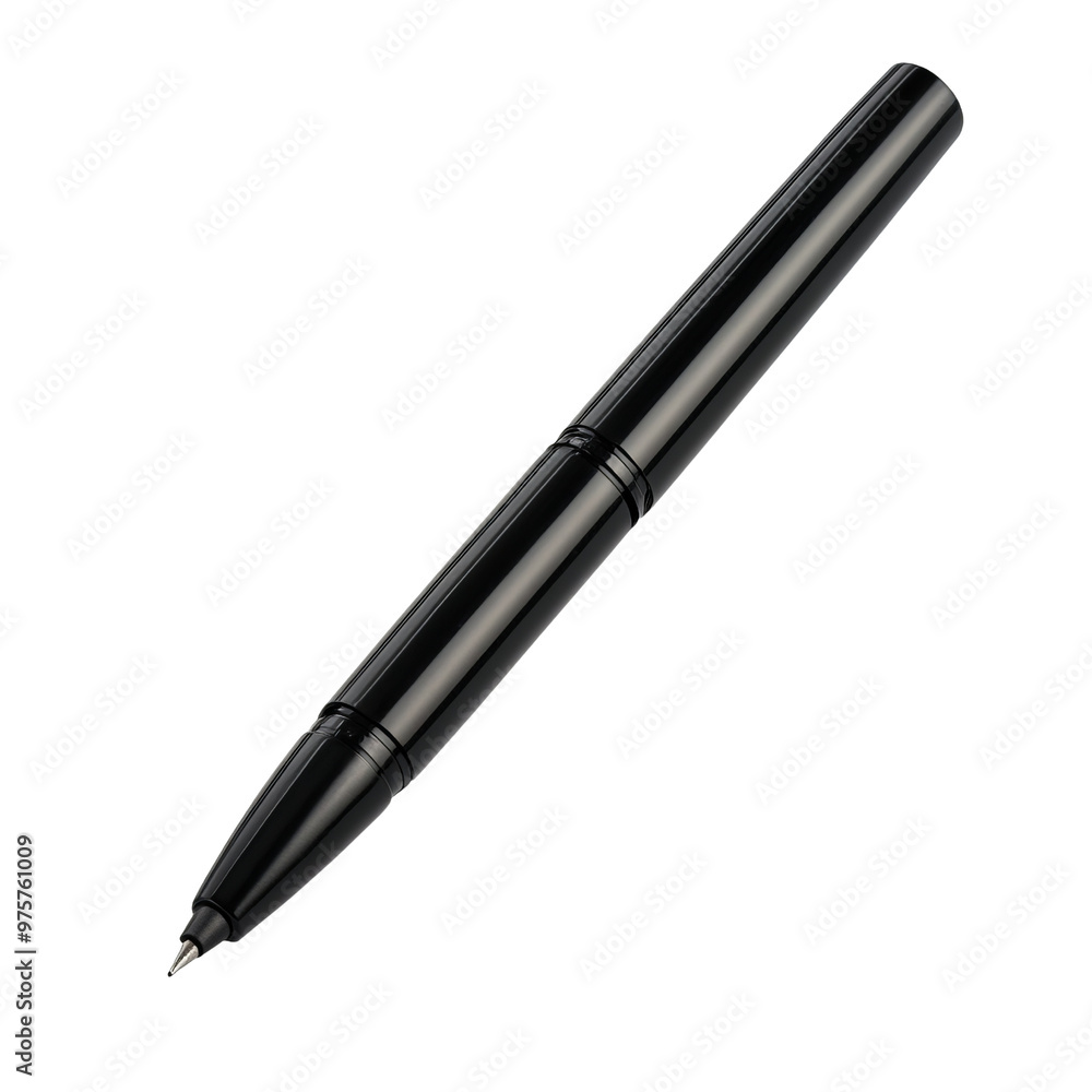 A sleek black pen isolated white background A sleek black pen isolated white background