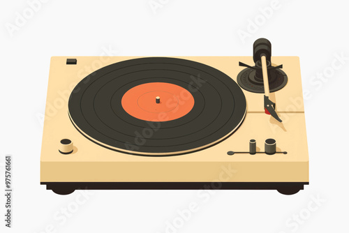 Vintage turntable playing vinyl records