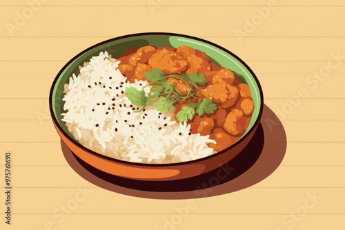 Delicious curry rice bowl