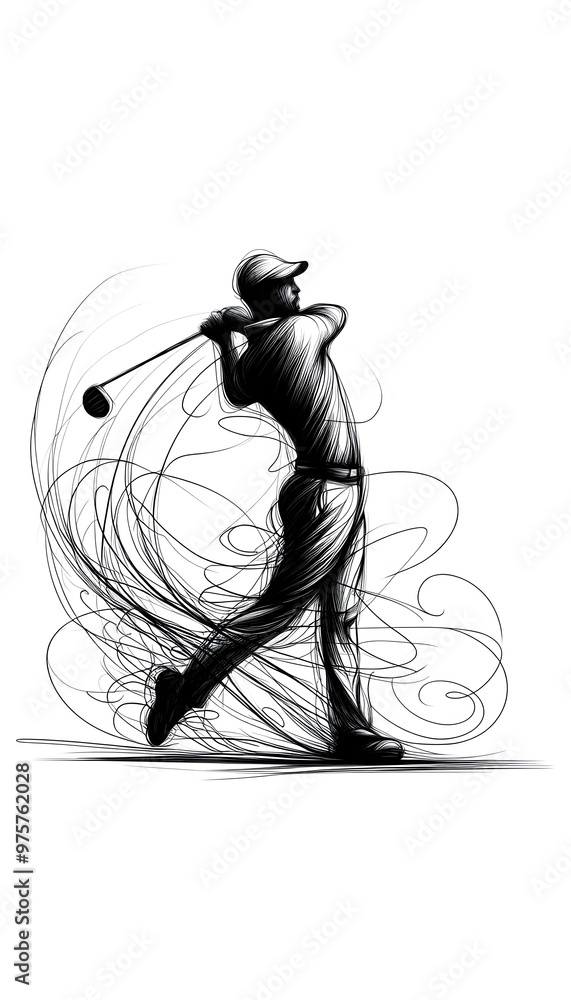 Sketch of a golfer in motion Sketch of a golfer in motion