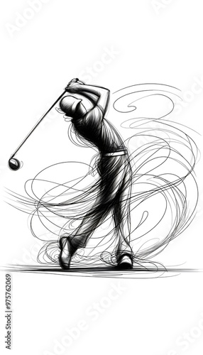 Wallpaper Mural Sketch of a golfer in motion Torontodigital.ca