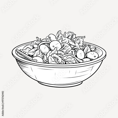 Healthy fresh salad bowl illustration
