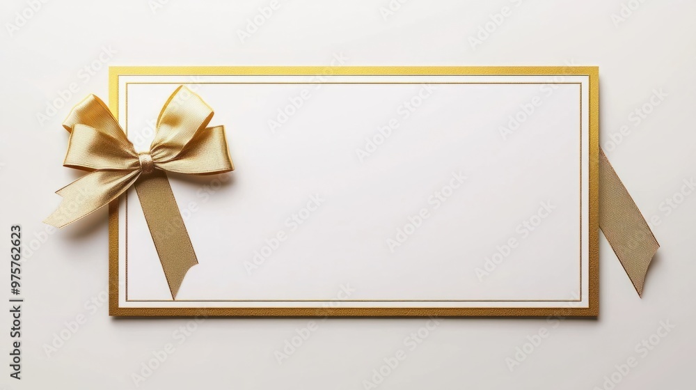 A blank gift voucher template with elegant golden borders and space for custom text, isolated on a white background A blank gift voucher template with elegant golden borders and space for custom text, isolated on a white background
