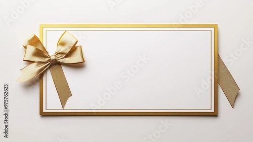 A blank gift voucher template with elegant golden borders and space for custom text, isolated on a white background
