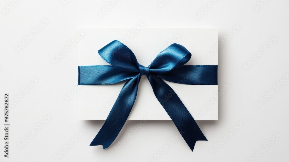 A clean, simple voucher with a blue ribbon and placeholder for logo, isolated on a white background A clean, simple voucher with a blue ribbon and placeholder for logo, isolated on a white background