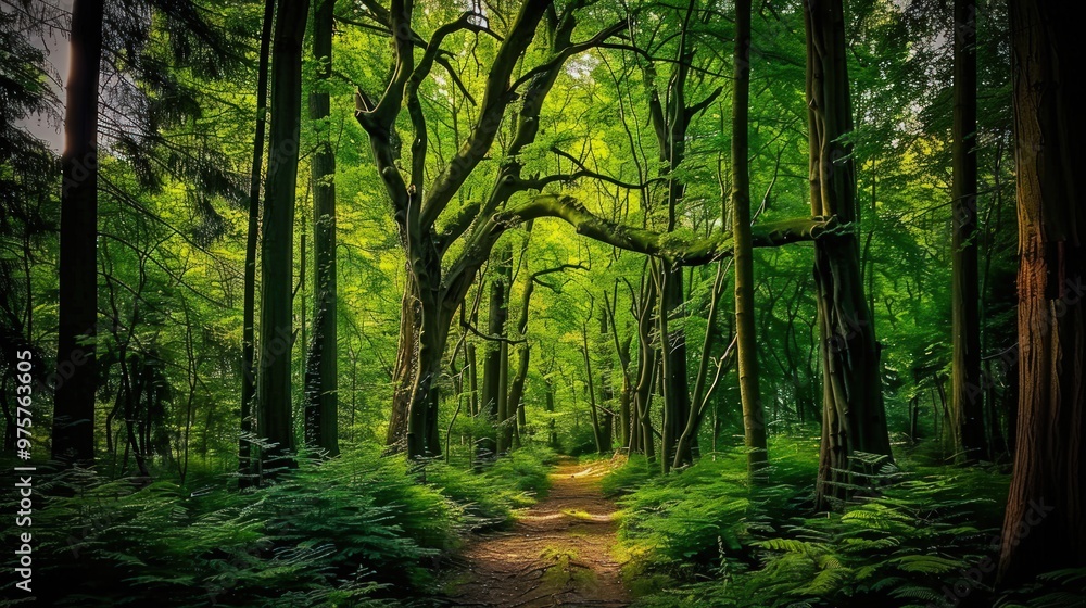 Obraz premium Sunlight Dappling Through a Lush Forest