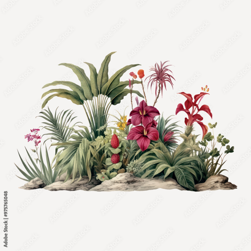 Exotic botanical garden illustration Exotic botanical garden illustration