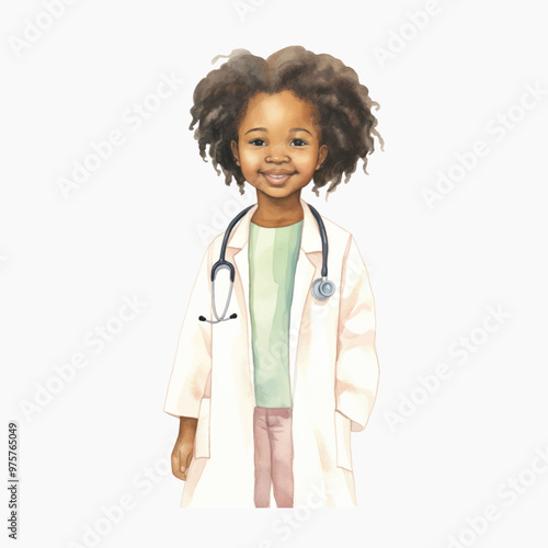 Smiling child doctor illustration