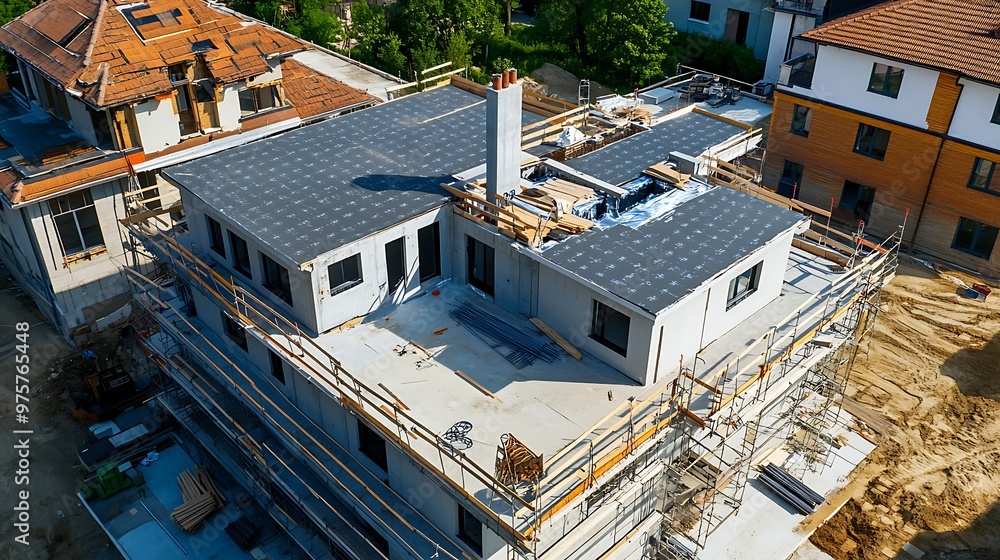Aerial View of a House Under Construction Aerial View of a House Under Construction