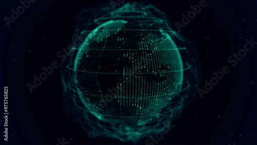 World map point and line composition concept of global business. Global network connection. 3D vector illustration. Earth element