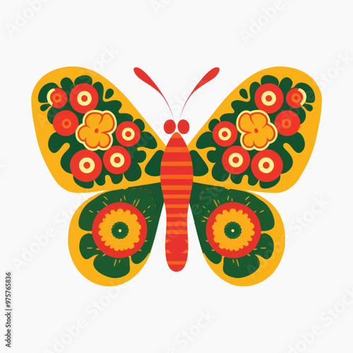 Colorful floral butterfly illustration
