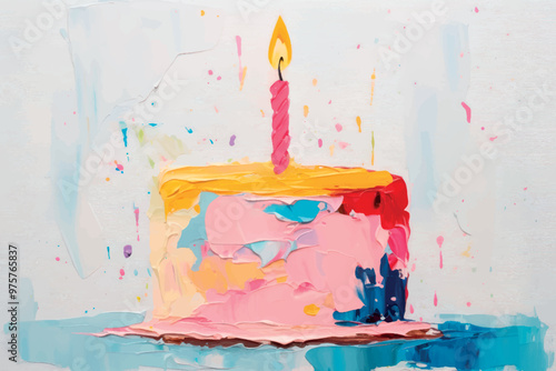 Colorful abstract birthday cake painting
