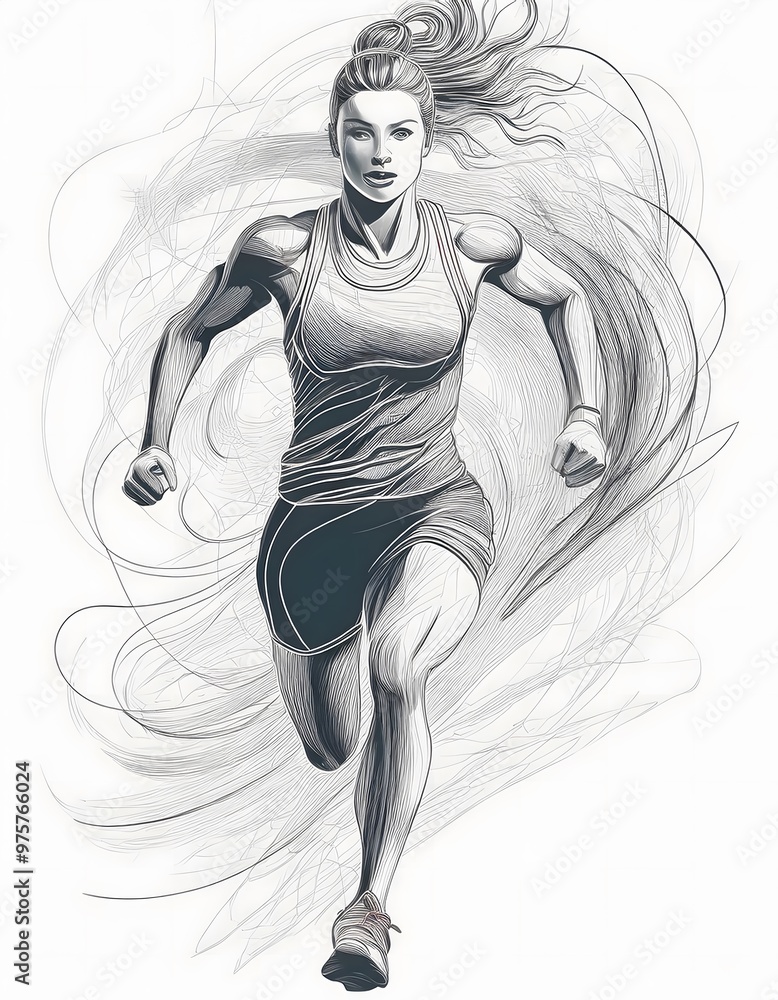 Drawing of an athlete in motion Drawing of an athlete in motion