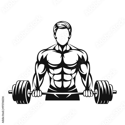 Minimal Bodybuilder Lifting Dumbbell Silhouette Vector