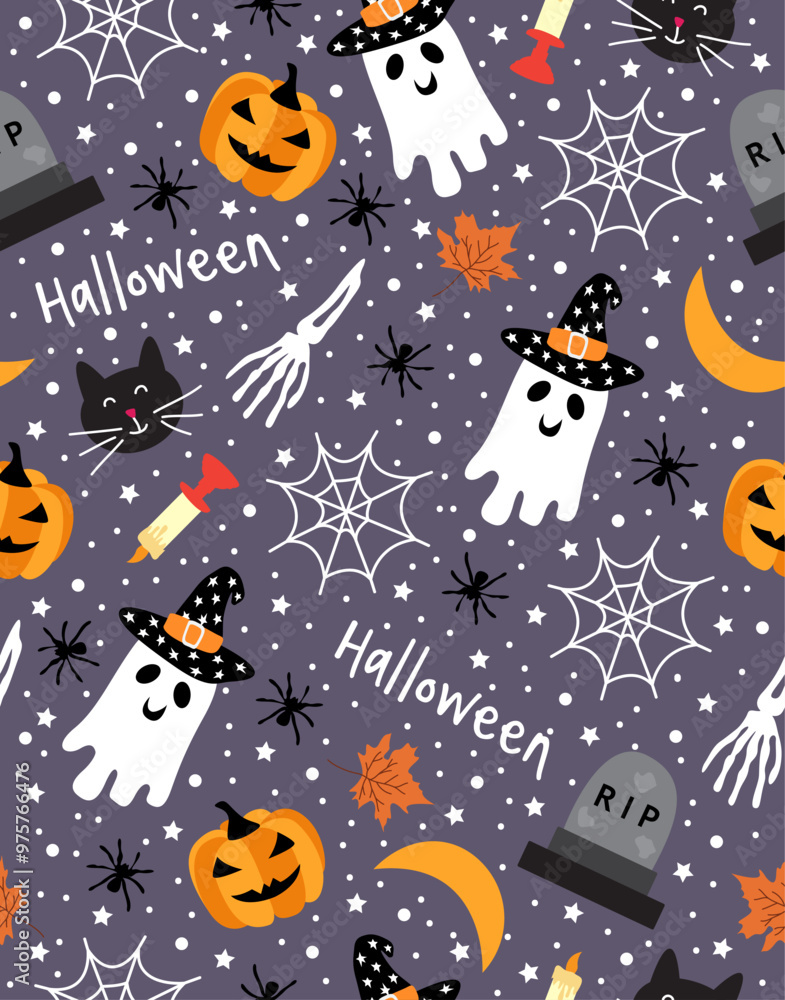 Halloween pattern on purple background. Halloween pattern on purple background.