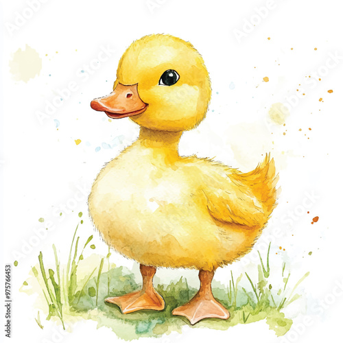 cute Duck watercolor clipart illustration isolated