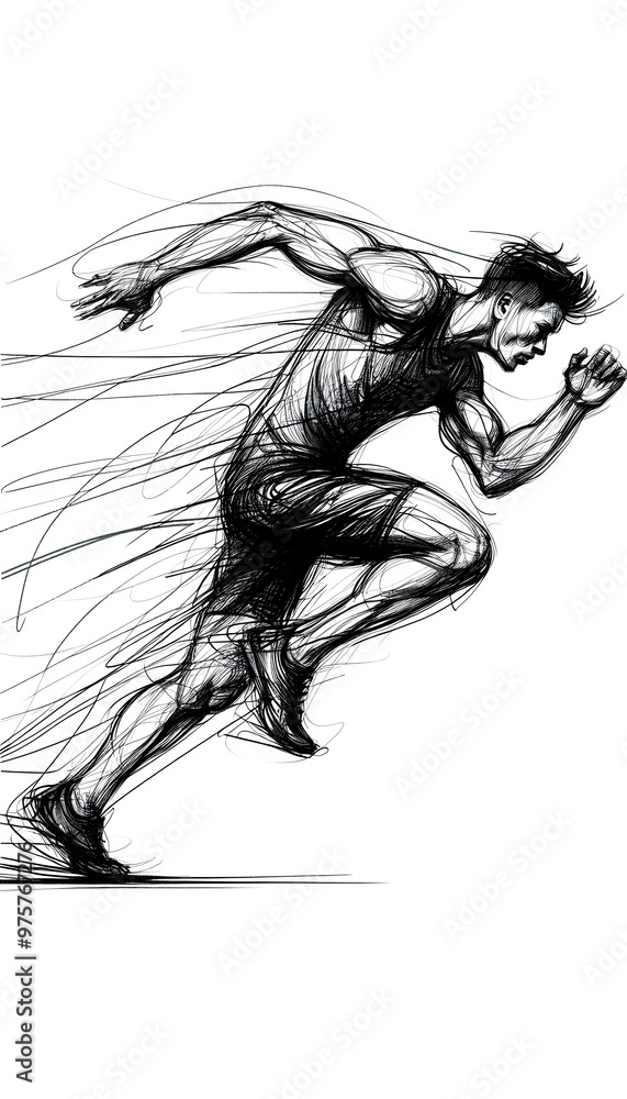 Fototapeta premium Sketch of an athlete in motion