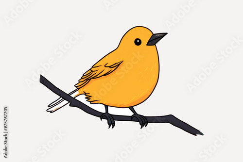 Yellow bird perched branch