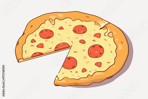 Delicious pepperoni pizza slice illustration