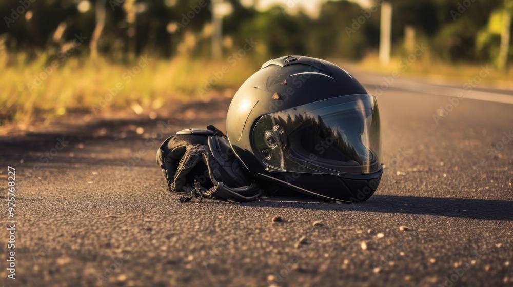 Obraz premium Motorcycle Helmet on the Road