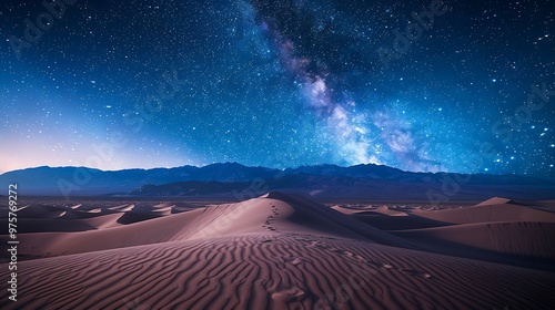 A vast desert with stars and a starry sky