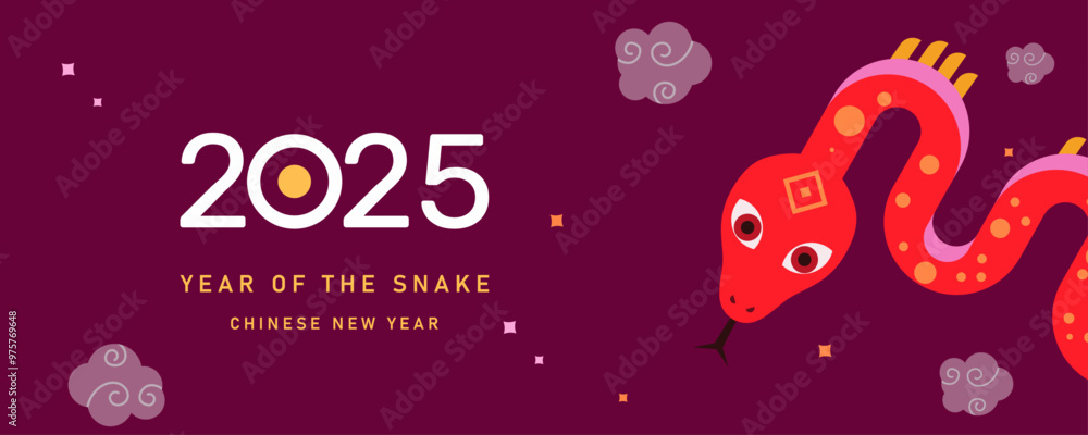 Naklejka premium Happy Chinese new year 2025 simple greeting card