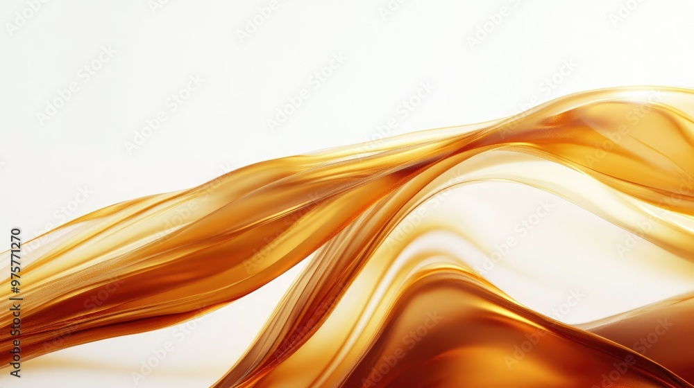 3D render of cascading caramel waves, flowing smoothly in abstract patterns, isolated against a white background. 3D render of cascading caramel waves, flowing smoothly in abstract patterns, isolated against a white background.