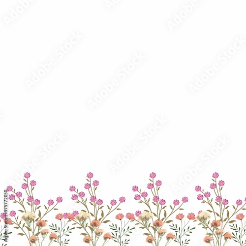 abstract floral background spring flowers border frame with flowers