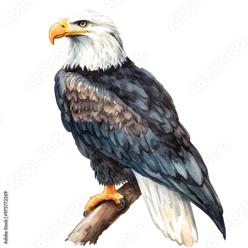 cute Eagle watercolor clipart illustration isolated