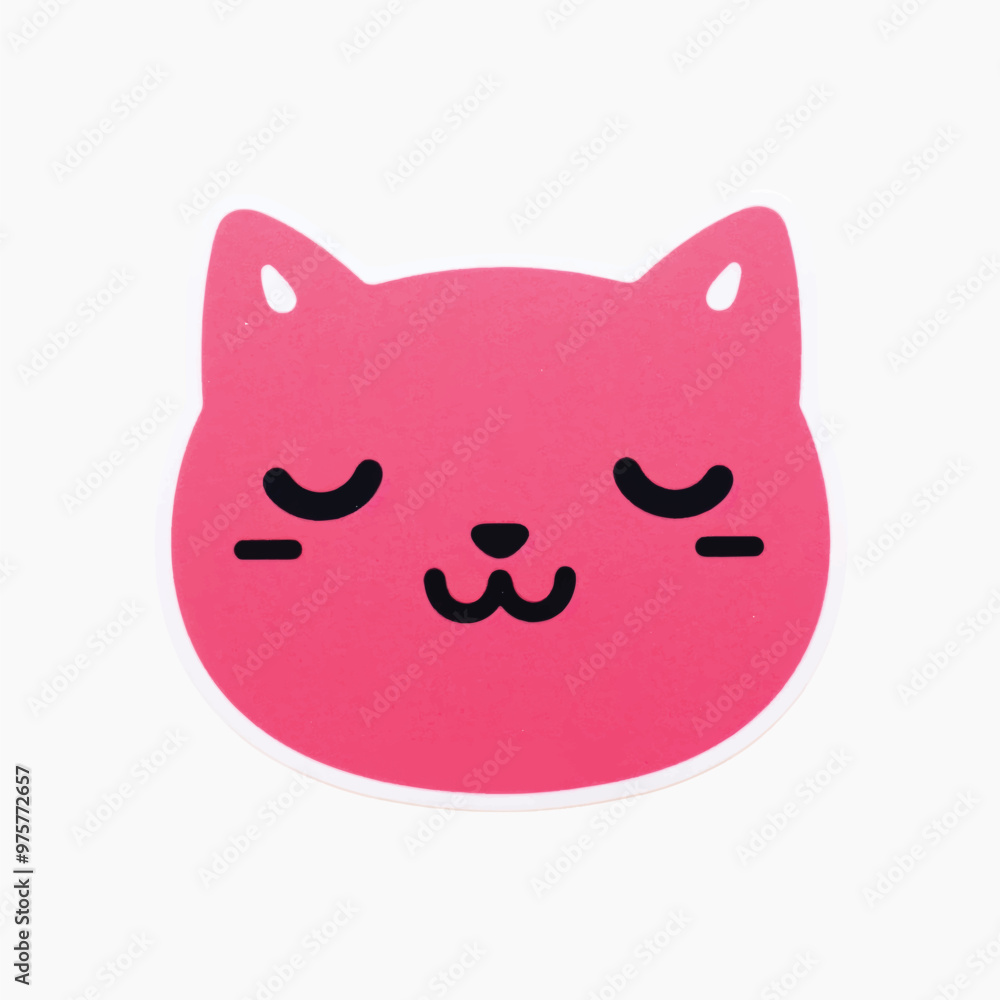 Cute pink cat face sticker Cute pink cat face sticker