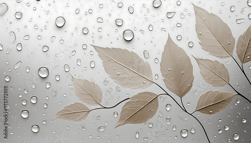  White isolated background with water drops, capturing the look of a wet window on a rainy a_1(1138) photo