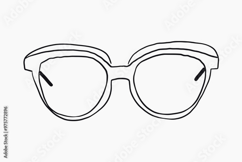 Minimalist black eyeglasses line drawing