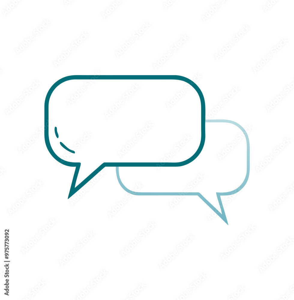 Chat bubble icon, simple teal line art, isolated on white, messaging concept Chat bubble icon, simple teal line art, isolated on white, messaging concept