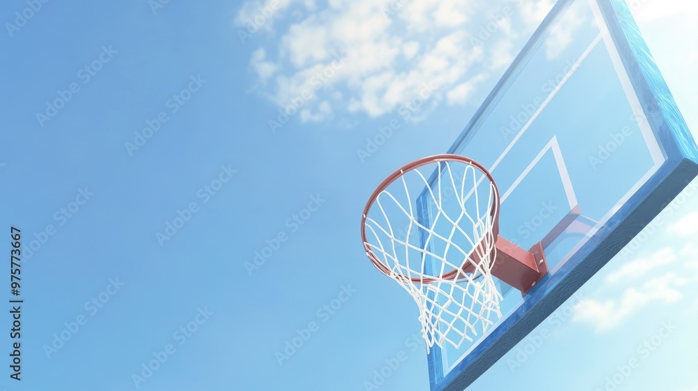Basketball backboard concept with clear blue sky background Basketball backboard concept with clear blue sky background