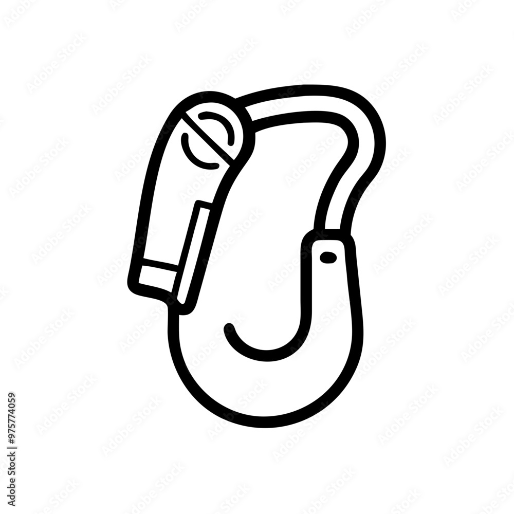 Carabiner icon, simple black line art, isolated on white, climbing equipment concept Carabiner icon, simple black line art, isolated on white, climbing equipment concept