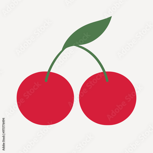 Minimalistic cherry fruit illustration
