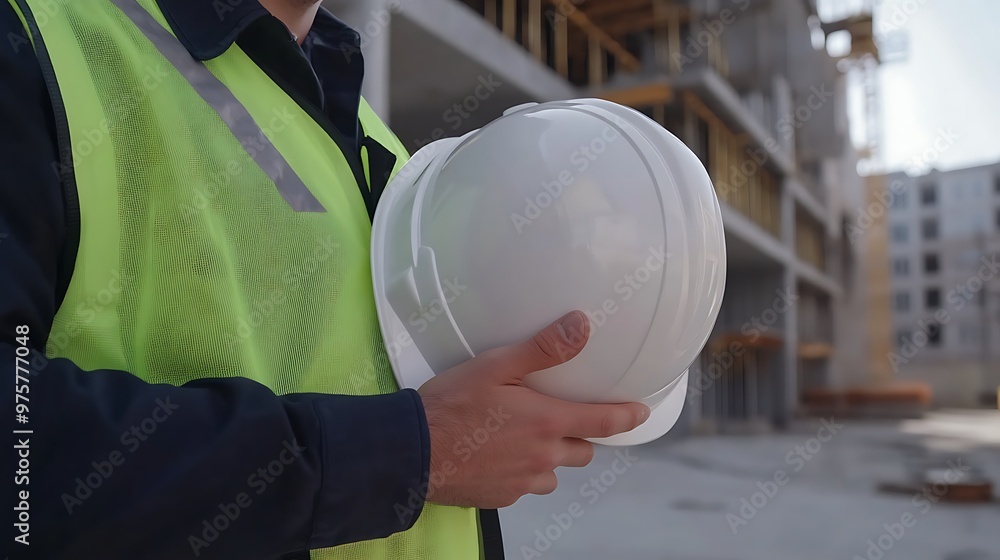 Construction Worker Holding Hard Hat Construction Worker Holding Hard Hat