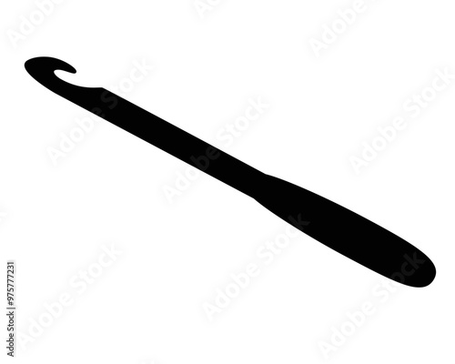 Crochet hook - vector silhouette illustration for logo or pictogram. The hook is a needlework tool for a sign or icon. Knitting tool.	